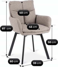 Krzesło Tapicerowane Obrotowe do Salonu CORTADO Brązowe Nowoczesne