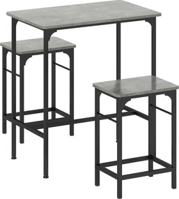 Zestaw do baru HOMCOM z stołkami - Stół z 2 krzesłami z antypoślizgowymi podkładkami, Szary