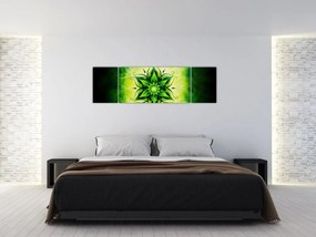 Obraz - Kwiatowa mandala na zielonym tle (170x50 cm)