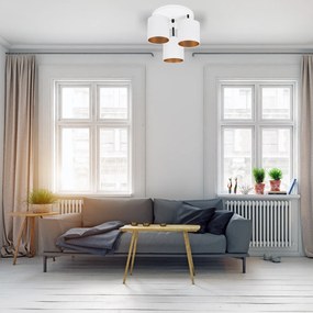 Lampa sufitowa biała trzypunktowa z białymi abażurami C-3030WE-WEWEWE