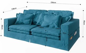 Jasnoniebieska sofa 236 cm Nora – Ropez