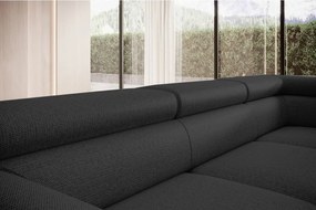 Narożnik RAVEN L Lewostronny wolnostojący z funkcją spania tkanina ARAGON 99 Czarny WERSAL