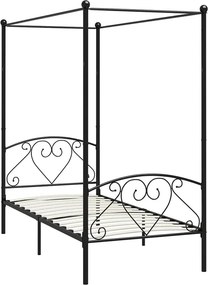 Czarne Metalowe Łóżko Z Baldachimem 120X200 Cm R5-R19