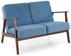 Sofa MILANO 2S niebieska/orzech dwuosobowa HALMAR