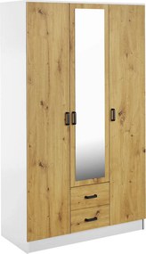 Skandynawska szafa trzydrzwiowa biały + dąb artisan D2-P71