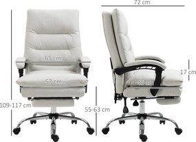 Vinsetto Fotel biurowy z masażem i podnóżkiem funkcja grzania regulowana wysokość kremowy | Aosom PL