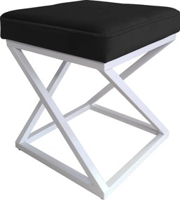 Pufa ZOA tkanina Welur loft ławka podnóżek metal : Kolor Stelaża - Biały, Kolor tkaniny - VELVET - MG19, Typ tkaniny - Velvet