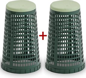 Plastikowy kosz na worki na odpady 120 l 1+1 GRATIS zielony, zielone wieko