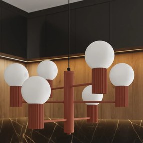 Żyrandol HALO 6 ochra czerwona ryflowana SOLLUX  LIGHTING