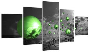 Obraz zielonych abstrakcyjnych kul (125x70 cm)