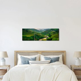 Obraz - Tarasy ryżowe II. (z zegarem) (90x30 cm)