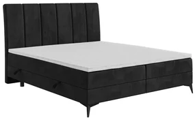Łóżko kontynentalne DERDA 180x200 czarne velvet z pojemnikiem LAVERTO