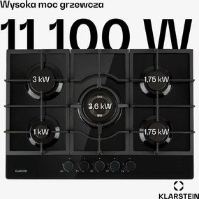 Klarstein Ignito 75cm Płyta gazowa 5 palników Czarny