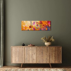 Obraz - Malowanie kolorowych kwiatów (z zegarem) (90x30 cm)