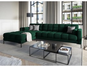 Ciemnozielony aksamitny narożnik Cosmopolitan Design Bali, lewostronny
