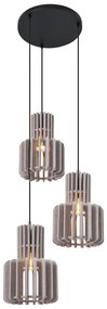 Retro Lampa Wisząca Czarna z Taupe 3-punktowa - Felt Retro Oswietlenie wewnetrzne