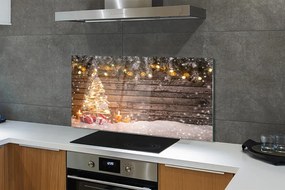 Szklany Panel Ośnieżona Choinka i Dekoracje