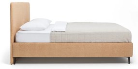 Musztardowe tapicerowane łóżko dwuosobowe z materacem i stelażem 160x200 cm Noira Slim – Bonami Selection
