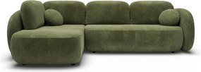 Masseno Narożnik AMICO z funkcją spania i pojemnikiem na pościel Narozniki L, Rozkładana sofa - Zielony, EGON 75