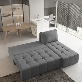 Masseno Narożnik DOMIRA z funkcją spania i pojemnikiem na pościel Narozniki L, Rozkładana sofa - Szary, KRONOS 15