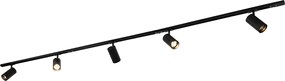 Nowoczesny system szynowy z 5 reflektorami czarny 1-fazowy 7cm - Iconic Jeana Luxe