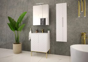 Szafka pod umywalkę wpuszczaną Aspen 09, biały mat/złoty, 60 cm