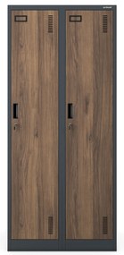 Szafka ubraniowa BHP ubraniowa antracytowa/ orzech: czterokomorowa Eco Design KACPER, 800 x 1800 x 500 mm