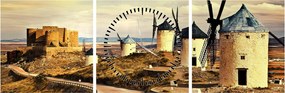 Obraz - Wiatraki (z zegarem) (90x30 cm)