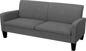 Sofa 3-osobowa ciemnoszara 180x65x76 cm z tkaniny welurowej, pianka poliuretanowa, konstrukcja z drewna sosnowego