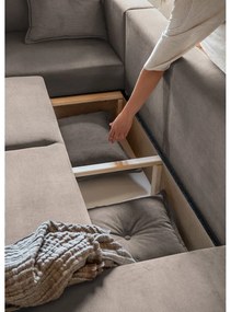 Jasnobrązowy sztruksowy rozkładany narożnik (lewostronny/w kształcie litery U) Lazy Lukka – Miuform