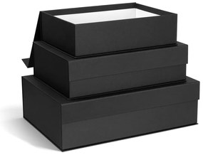 Ciemnoszare kartonowe pojemniki dekoracyjne z pokrywką zestaw 3 szt. 42,5x29,5x13 cm Kian Paper Laminate – Bigso