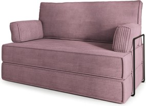 Masseno Sofa piankowa LADIA z funkcją spania, Kanapa z pianki do salonu, Bezmontażowa, Tkanina sztruksowa – Wrzosowy POSO 130