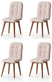 Zestaw krzeseł do jadalni Retro Cream and Walnut, 4 szt.