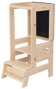 Pomocnik kuchenny dla dzieci z litego drewna sosnowego w naturalnym kolorze Montessori – Meowbaby