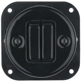 Bohemia-Design - Retro podwójny porcelanowy włącznik bez ramki nr 6+6, czarny