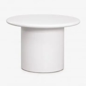 Okrągły Stolik Kawowy Z Cementu Namara Ø60 Cm & Biała - Sklum