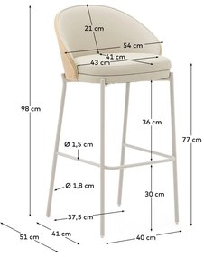 Beżowo-naturalny hoker (wysokość siedziska 77 cm) Eamy – Kave Home