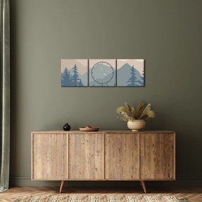Obraz - Góry Turkusowe N⁰2 (z zegarem) (90x30 cm)