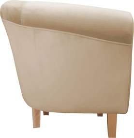 Fotel Milo tkanina Welur wygodny fotel tapicerowany do salonu i sypialni : Kolor nogi - Drewno, Kolor tkaniny - VELVET - MG06, Wysokość nogi - 15 cm