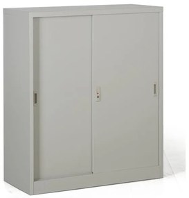 Metalowa szafa z przesuwnymi drzwiami, 2 półki, 1000 x 1200 x 450 mm, jasnoszary