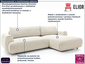 Nowoczesny narożnik rozkładany ecru H3-Z59
