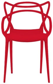 Zestaw 4 czerwonych plastikowych krzeseł KATO
