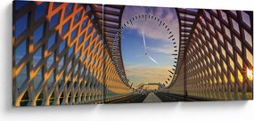 Obraz nowoczesnej architektury mostowej (z zegarem) (90x30 cm)