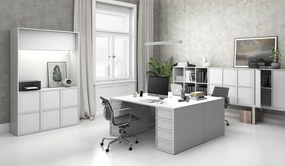 Szafka biurowa FRAME, 6x drzwi, z wnęką, 1299 x 450 x 2162 mm, PUSH-lock, biały