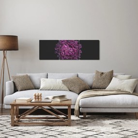 Obraz fioletowego kwiatu (z zegarem) (90x30 cm)