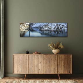 Obraz - zimowy krajobraz z jeziorem (170x50 cm)