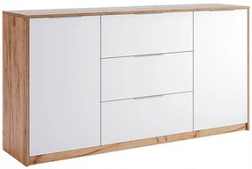 Komoda z szufladami i półkami dąb craft + biały 160 cm - Zenta 14X