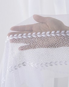 Firana na haczykach flex podwójnych kolor biały tkanina półprzezroczysta, strukturalna, wzorzysta