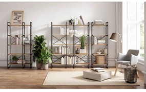 Czarno-naturalny regał w dekorze dębu 58x175 cm Dusan – Marckeric