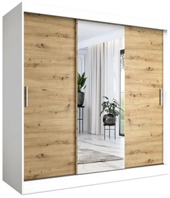 Szafa przesuwna  biały + dąb artisan 200 cm - Massi 6X
